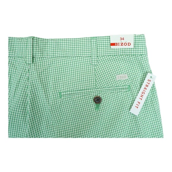 NWT Mens Izod Green Plaid Shorts Straight‎ Fit Size 34 Sport ~ MSRP $60 - Picture 3 of 4